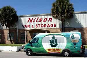 Nilson Van Building with moving truck outside