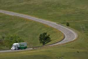 Moving Truck Traveling Across the Countryside